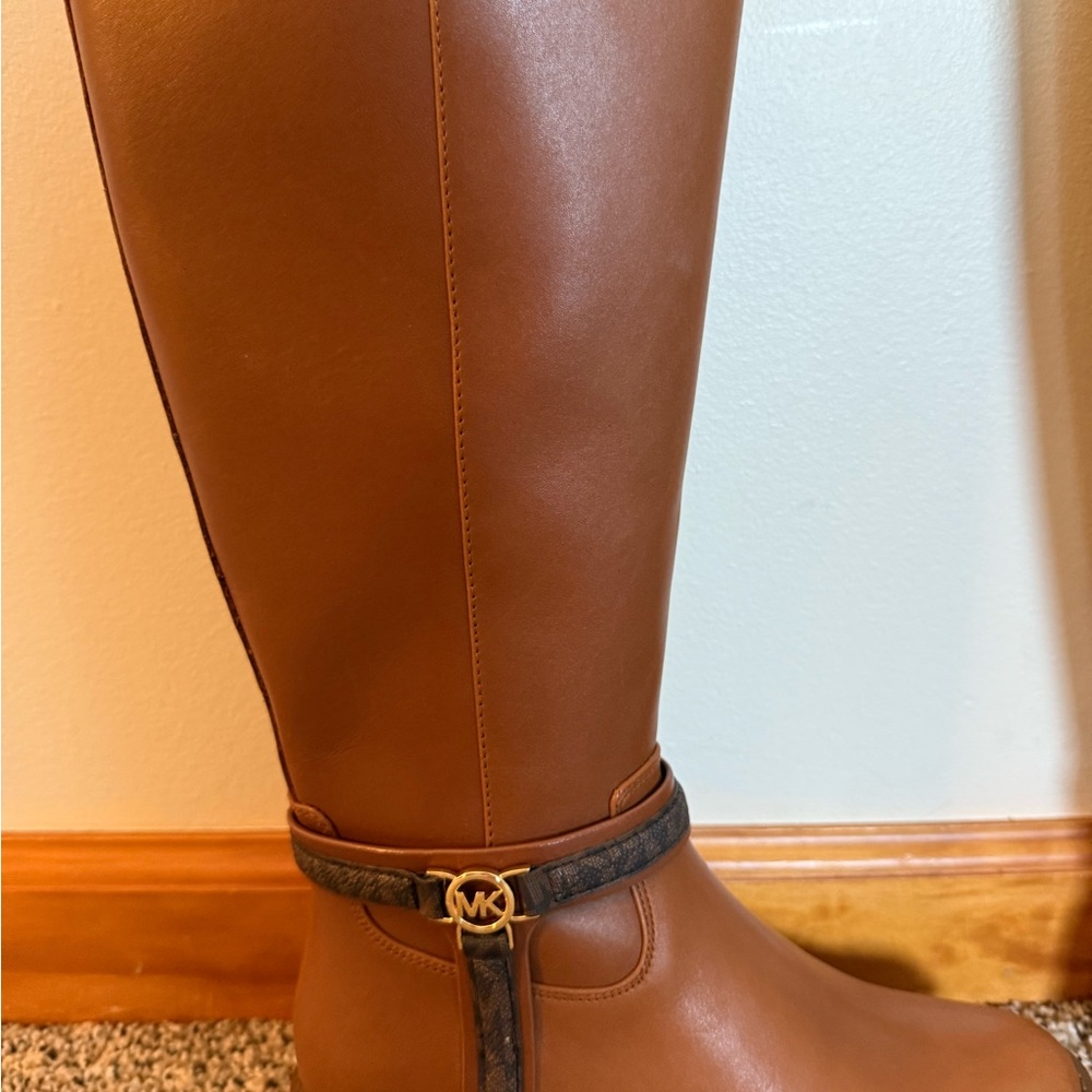 MK Brown Leather Knee-High Boots - Picture 2 of 5